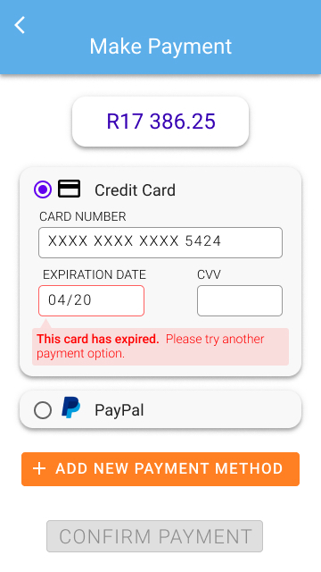 Card Expiry Error