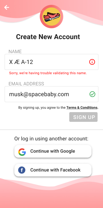 Fraudulent Name Error